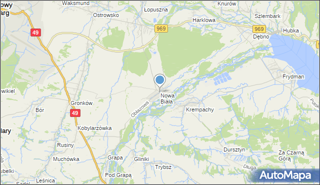 mapa Nowa Biała, Nowa Biała gmina Nowy Targ na mapie Targeo